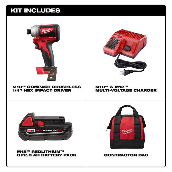 M18 18V Lithium-Ion Compact Brushless Cordless 1/4 in. Impact Driver Kit with SHOCKWAVEBit Set (45-Piece)