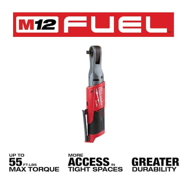 M12 FUEL 12V Lithium-Ion Brushless Cordless Stubby 3/8 in. Impact Wrench & 3/8 in. Ratchet with two 3.0 Ah Batteries