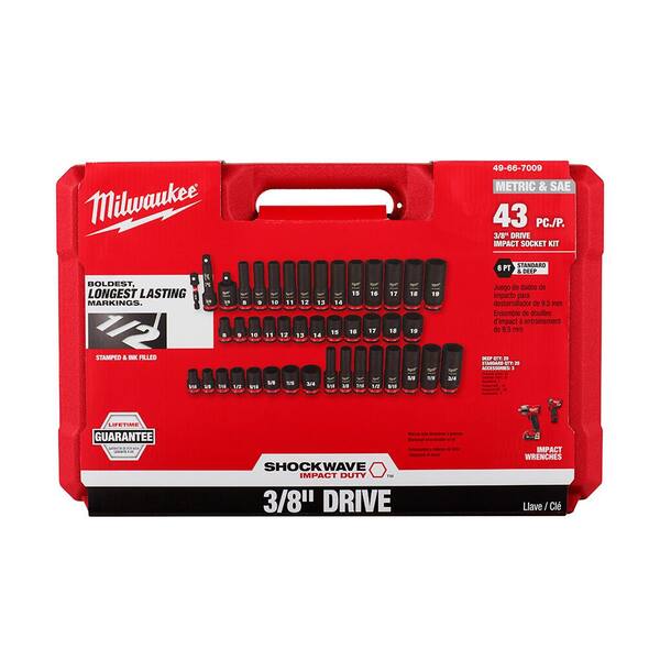M12 FUEL 12V Brushless Cordless Stubby 3/8 in. Impact Wrench Kit with 3/8 in. Drive SAE/Metric Socket Set (43-Piece)