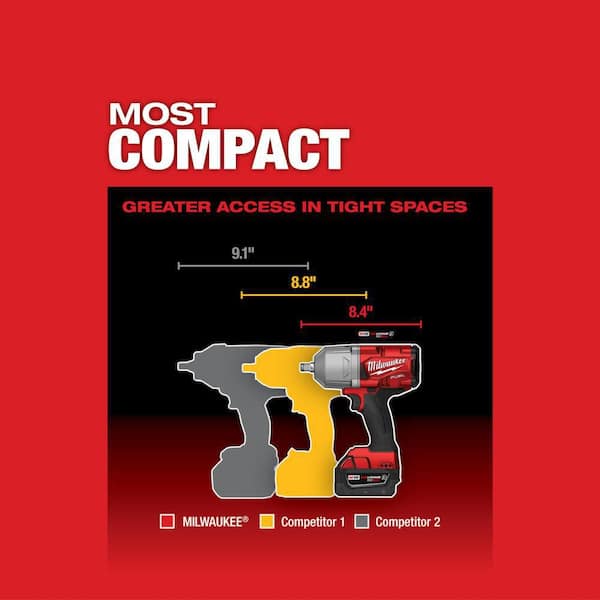 M18 FUEL 18V Lithium-Ion Brushless Cordless 1/2 in. High-Torque Impact Wrench with Grease Gun Kit, Resistant Batteries