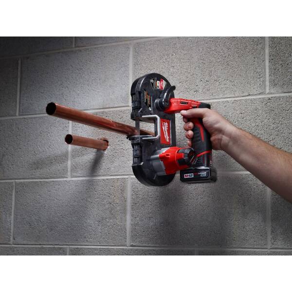 M12 12V Lithium-Ion Cordless Sub-Compact Band Saw and 3/8 in. Ratchet Combo Kit W/ (1) 2.0Ah Battery and Charger