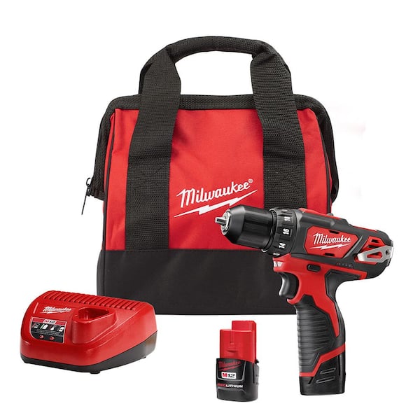M12 12V Lithium-Ion Cordless 3/8 in. Drill/Driver Kit with Two 1.5 Ah Batteries, Charger and Tool Bag