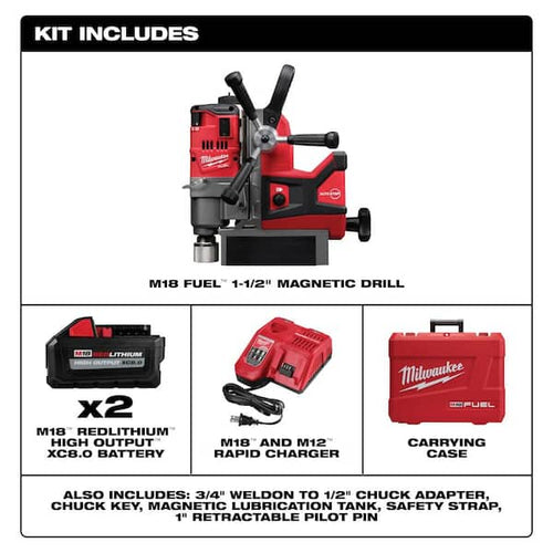 18V Lithium-Ion Brushless Cordless 3/4 in., 1-1/2 in. Magnetic Drill High Demand Kit with Two 8.0Ah Batteries