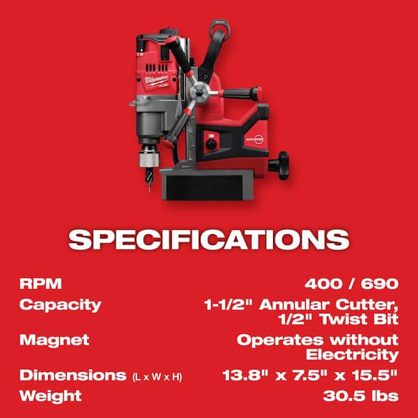 M18 FUEL 18V Lithium-Ion Brushless Cordless 1-1/2 in. Lineman Magnetic Drill High Demand Kit w/ Two 8.0Ah Batteries