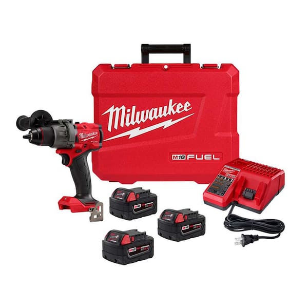 M18 FUEL 18-V Lithium-Ion Brushless Cordless 1/2 in. Drill/Driver Kit with (3) 5.0Ah Batteries, Charger and Hard Case