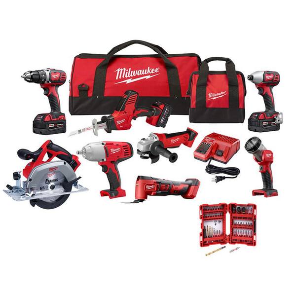 M18 18V Lithium-Ion Cordless Combo Kit (8-Tool) with SHOCKWAVE Bit Set (50-Piece)