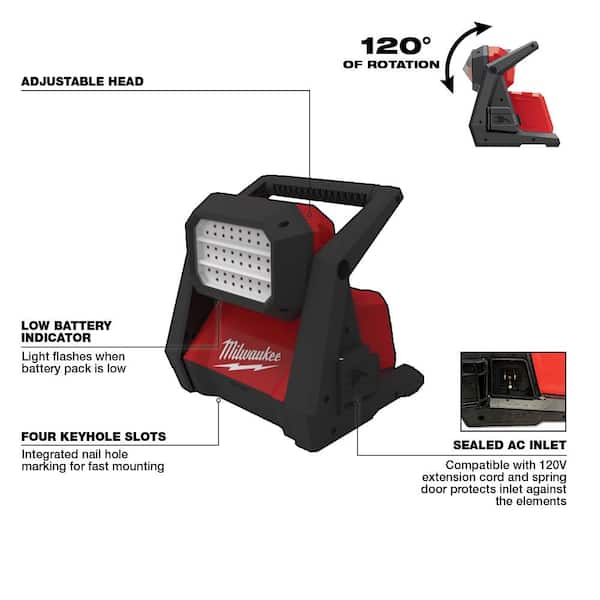 M18 FUEL 18-Volt Lithium Ion Brushless Cordless Combo Kit (2-Tool) with 2 Batteries, Charger and AC/DC LED Flood Light
