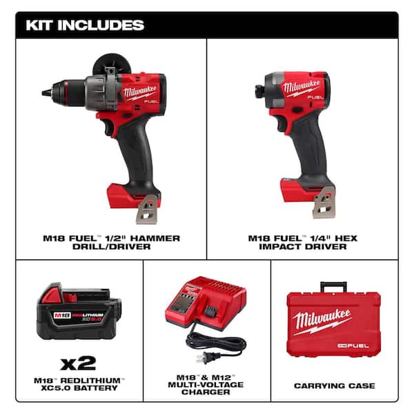 M18 FUEL 18-Volt Lithium-Ion Brushless Cordless Hammer Drill/Right Angle Drill/Impact Driver Combo Kit (3-Tool)