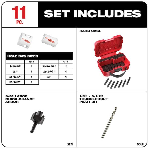 M18 FUEL 18-V Li-Ion Brushless Cordless Hammer Drill/Impact Driver Combo Kit (2-Tool) w/Bi-Metal Hole Saw Set (11-Piece)