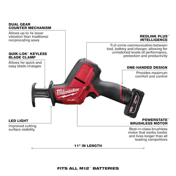 M12 FUEL 12V Lithium-Ion Brushless Cordless HACKZALL Reciprocating Saw Kit W/M12 Rocket Stand Light