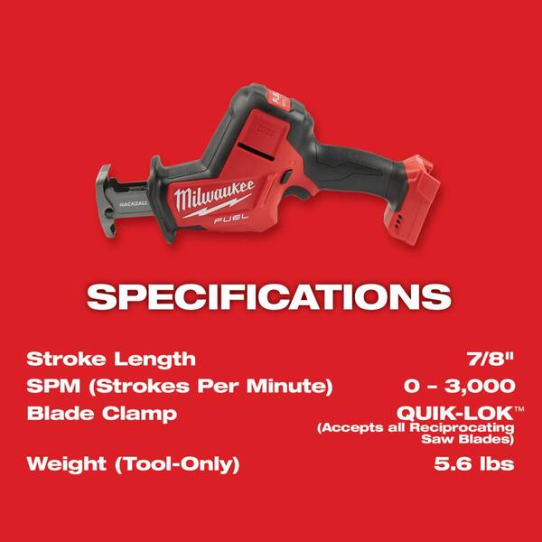 M18 FUEL 18-Volt Lithium-Ion Brushless Cordless HACKZALL Reciprocating Saw with 2.0 Ah Battery