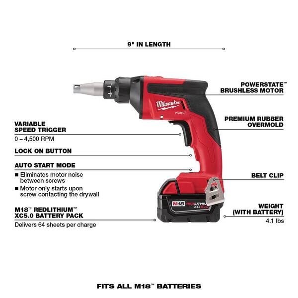 M18 FUEL 18V Lithium-Ion Brushless Cordless HACKZALL Reciprocating Saw Kit W/M18 Drywall Screw Gun