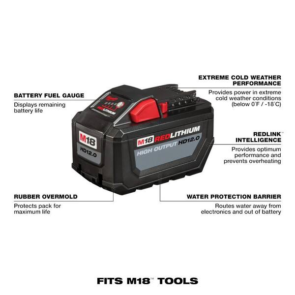 M18 FUEL 18V Lithium-Ion Brushless Cordless Super SAWZALL Orbital Recip Saw, 12.0 Ah. Battery & 8.0ah Starter Kit