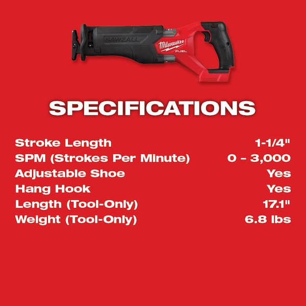 M18 FUEL GEN-2 18V Lithium-Ion Brushless Cordless SAWZALL Reciprocating Saw w/(2) 6.0 Ah Batteries