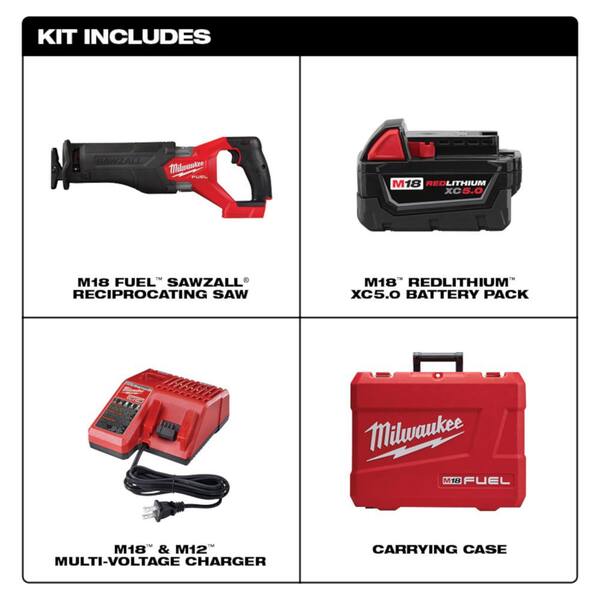 M18 FUEL 18V Lithium-Ion Brushless Cordless SAWZALL Reciprocating Saw Kit W/6.0Ah Battery