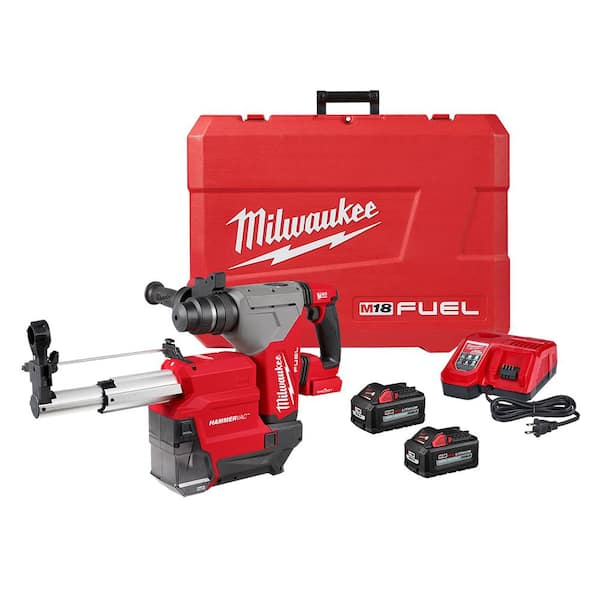 M18 FUEL 18V Lithium-Ion Brushless 1-1/8 in. Cordless SDS-Plus Rotary Hammer/Dust Extractor Kit, Two 6.0Ah Batteries