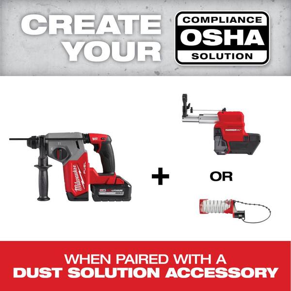 M18 FUEL 18V Lithium-Ion Brushless 1-1/8 in. Cordless SDS-Plus Rotary Hammer/Dust Extractor Kit, Two 6.0Ah Batteries