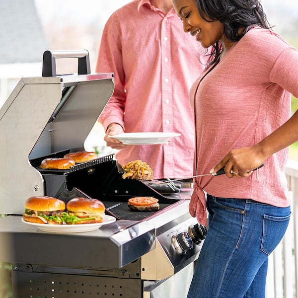 2-Burner Propane Gas Grill in Stainless with Clear View Lid and LED Controls