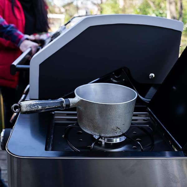 4-Burner Propane Gas Grill in Black with ClearView Lid, LED Controls, Side Burner and USB Light