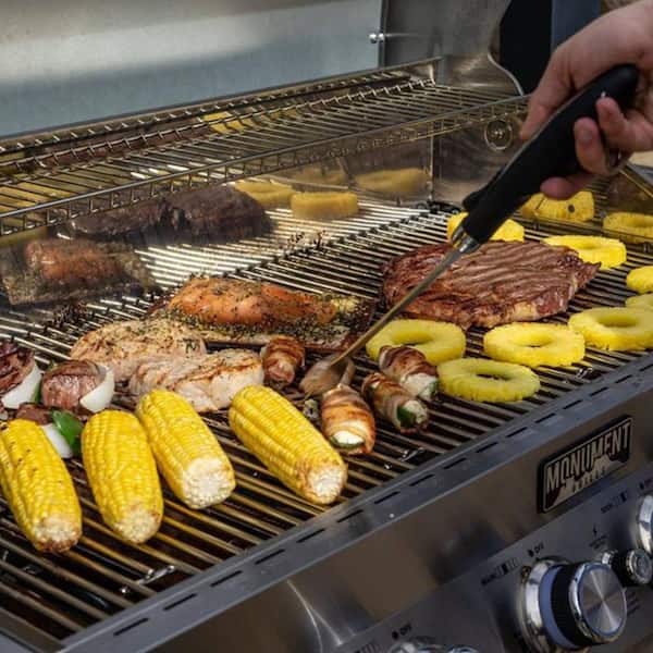 6-Burner Propane Gas Grill in Stainless with LED Controls, Side Burner and Rotisserie Kit