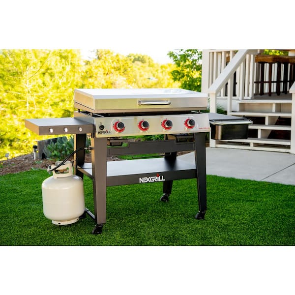 Daytona 4-Burner 36 in. Propane Gas Griddle in Black with Stainless Steel Lid