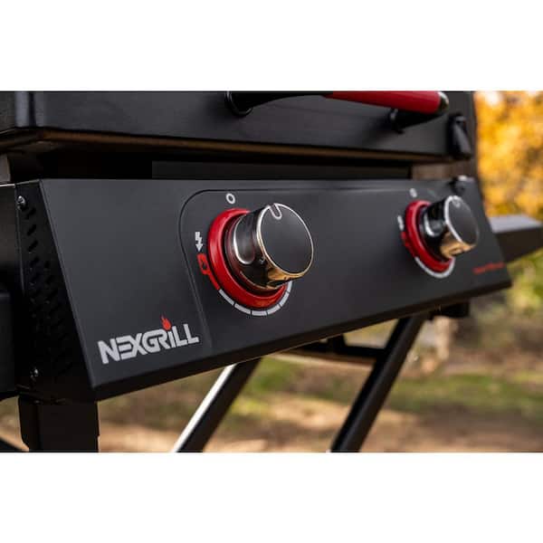 Daytona 2-Burner 21 in. Propane Gas Griddle with Foldable Cart in Black