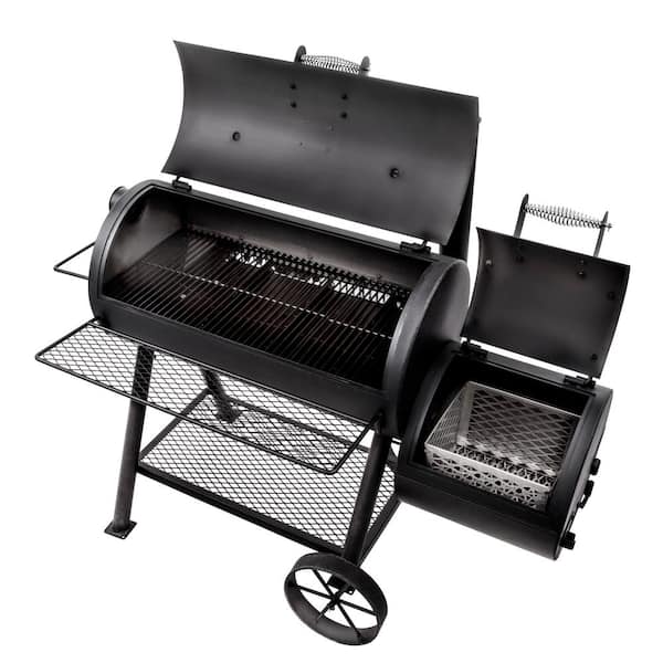 Longhorn Reverse Flow Offset Charcoal Smoker Grill in Black with 1,060 sq. in. Cooking Space
