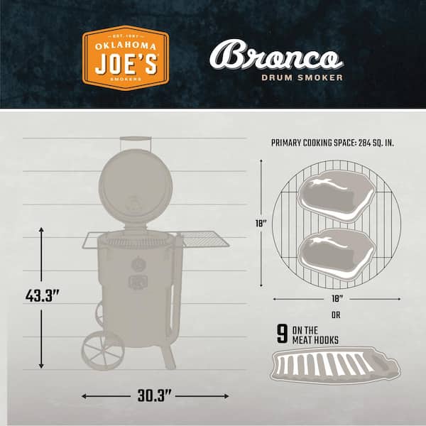 Bronco 284 sq. in. Drum Charcoal Smoker and Grill in Orange with Cover