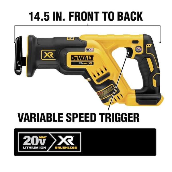 20V MAX XR Cordless Brushless Compact Reciprocating Saw with (1) 20V 3.0Ah Battery and Charger