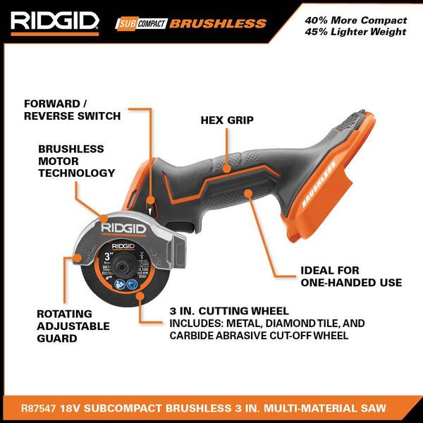 18V Cordless 3-Tool Combo Kit with Jobsite Blower, SubCompact Brushless Saw, and Caulk Gun and Adhesive Gun (Tools Only)