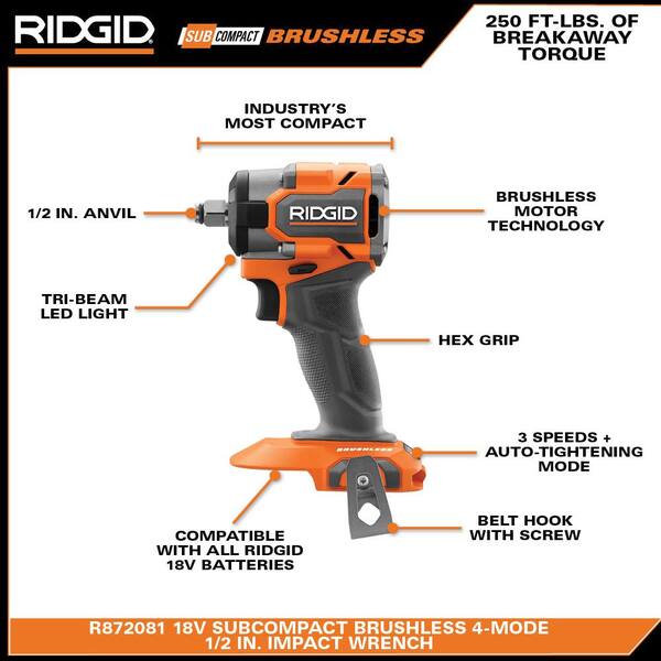 18V SubCompact Brushless 2-Tool Combo Kit with 3/8 in. Impact Wrench, 1/2 in. Impact Wrench, and FREE 4.0 Ah Battery