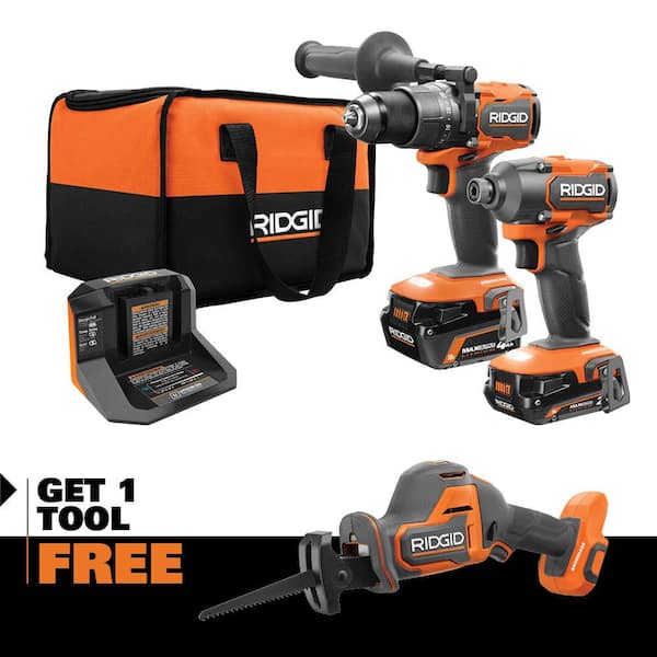 18V Brushless Cordless 2-Tool Combo Kit w/ Hammer Drill, Impact Driver, Batteries, Charger, Bag & FREE Recip Saw