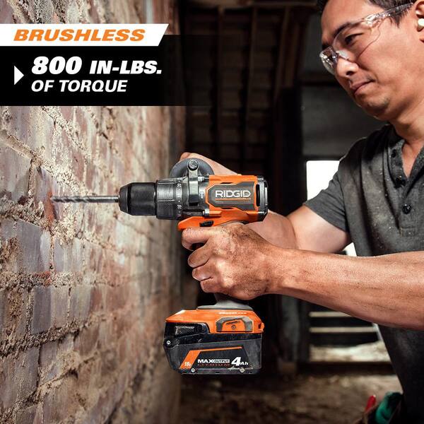 18V Brushless Cordless 3-Tool Combo Kit with Hammer Drill, Impact Driver, LED Torch Light, (2) Batteries, Charger & Bag