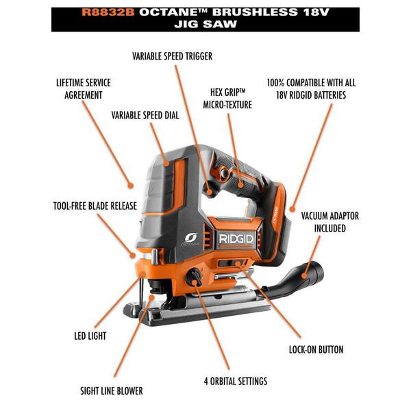18V Brushless Cordless 3-Tool Combo Kit w/ Hammer Drill, Impact Driver, Jig Saw, Batteries, Charger & Bag