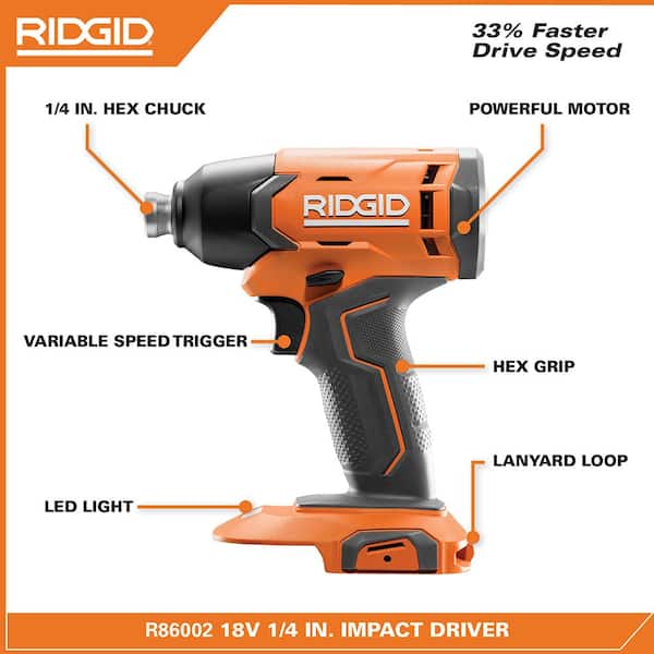 18V Cordless 2-Tool Combo Kit with 1/2 in. Drill/Driver, 1/4 in. Impact Driver, (2) 2.0 Ah Batteries, Charger, and Bag