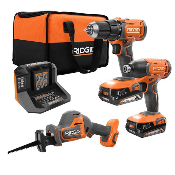 18V Cordless 2-Tool Combo Kit with Drill/Driver, Impact Driver, (2) Batteries, Charger, Bag, & SubC One-Handed Recip Saw
