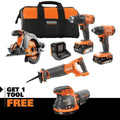 18V Cordless 4-Tool Combo Kit with 4.0 Ah Battery, 2.0 Ah Battery, Charger, Bag and 18V Random Orbit Sander