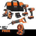 18V Cordless 4-Tool Combo Kit with 4.0 Ah Battery, 2.0 Ah Battery, Charger, Bag and 18V Hybrid Fan