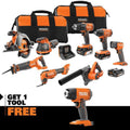18V Cordless 8-Tool Combo Kit with (3) Batteries, Charger, and Bag with 18V Heat Gun