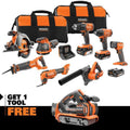18V Cordless 8-Tool Combo Kit with (3) Batteries, Charger, and Bag with 18V Belt Sander