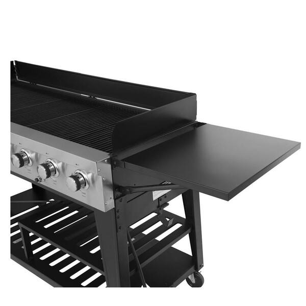 8-Burner Event Propane Gas Grill with 2 Folding Side Tables