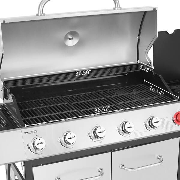 6-Burner BBQ Liquid Propane Gas Grill with Sear and Side Burner with Cover, 71,000 BTU Cabinet Style Gas Grill