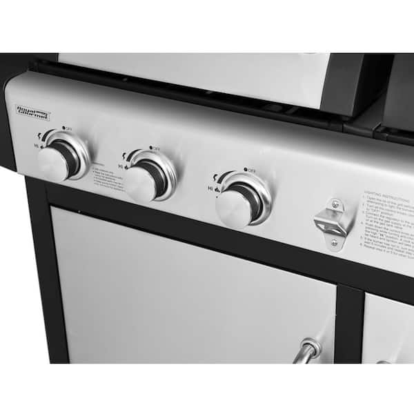 3-Burner Propane Gas and Charcoal Combo Grill in Black with Grill Cover