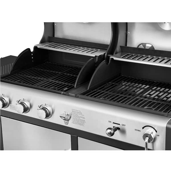 3-Burner Propane Gas and Charcoal Combo Grill in Black with Grill Cover