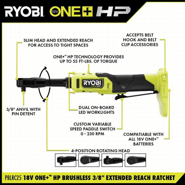 ONE+ 18V Lithium-Ion 2.0 Ah, 4.0 Ah, and 6.0 Ah HIGH PERFORMANCE Batteries & Charger Kit w/ HP Brushless Ratchet