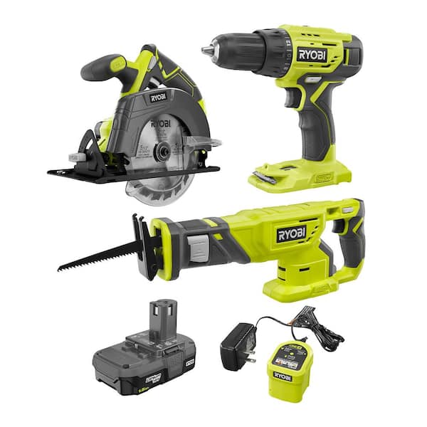 ONE+ 18V Lithium-Ion Cordless Combo Kit (3-Tool) with (1) 1.5 Ah Battery and Charger