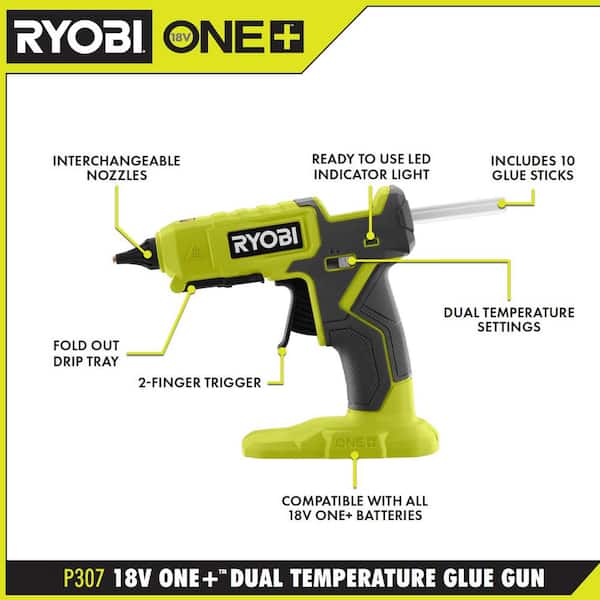 ONE+ 18V Cordless 2- Tool Combo Kit with Rotary Tool Station, Dual Temperature Glue Gun, 2.0 Ah Battery and Charger