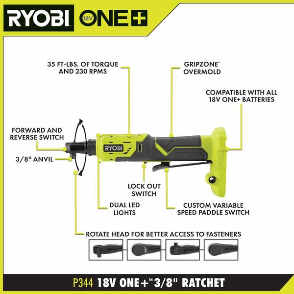 ONE+ 18V Cordless 4-Tool Combo Kit with 4.0 Ah Battery, 1.5 Ah Battery, Charger, and Bag