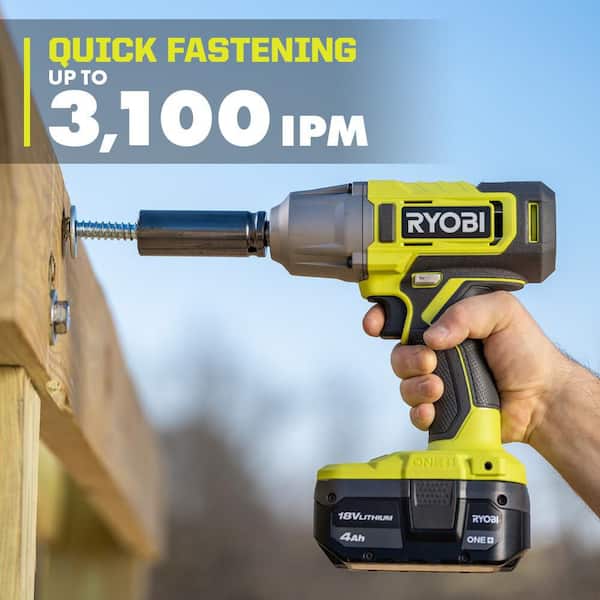 ONE+ 18V Cordless 2-Tool Combo Kit with 1/2 in. Impact Wrench, Compact Radio w/ BLUETOOTH, 4.0 Ah Battery, and Charger
