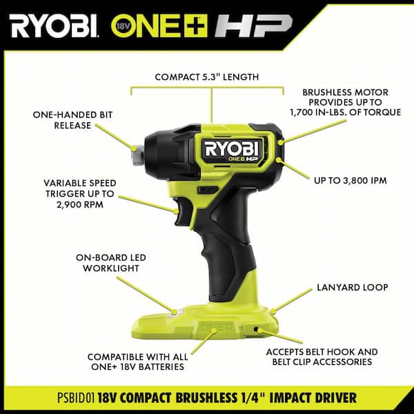 ONE+ HP 18V Compact Brushless 3-Tool Combo Kit with LINK Rolling Tool Box, (2) 1.5 Ah Batteries and Charger